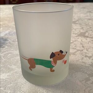 Dachshund Frosted Culver 13.5 oz holiday glass